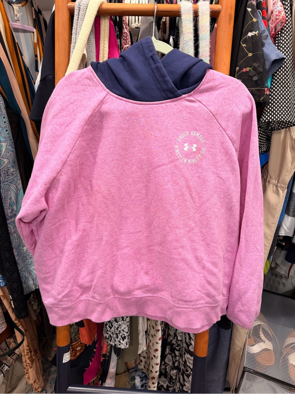 Under Armour Pink Hoodie with Navy Contrast Hood